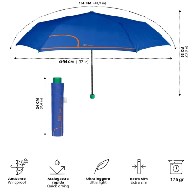 Women’s ultra-light manual folding umbrella Extra Slim | Perletti Time | Blue