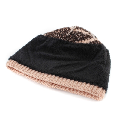 Дамска зимна плетена шапка с естествен помпон Granadilla |Пастелно розов