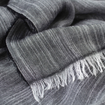 Ленено-памучен шал Pulcra Solomo, 82x200 см | Черно-бял меланж