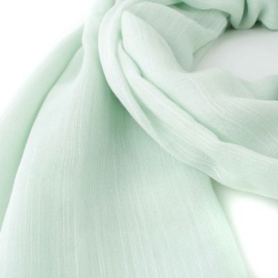 Ленено-памучен шал Pulcra Solomo, 82x200 см | Светлозелен меланж
