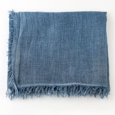 Голям шал от вискоза и полиамид Pulcra, 90x190 см | Син меланж