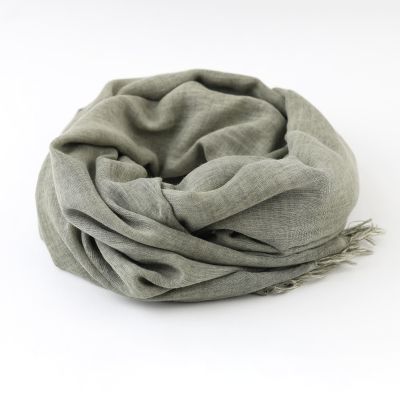 Șal mare, subțire, din viscoză și poliamidă Pulcra, 90x190 cm | Verde măsliniu melanj