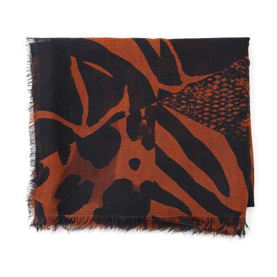 Fine large bamboo scarf HatYou, 70 × 190 cm | Black / brick