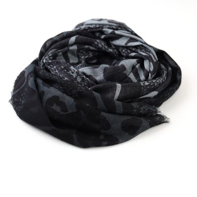 Фин голям шал от бамбук HatYou, 70×190 см | Черен/сив