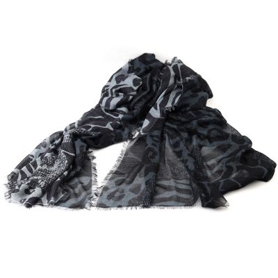 Фин голям шал от бамбук HatYou, 70×190 см | Черен/сив