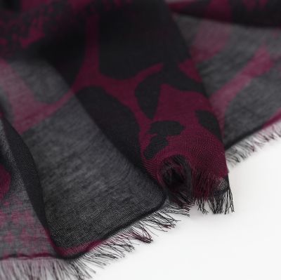 Фин голям шал от бамбук HatYou, 70×190 см | Черен/бордо с лилав подтон