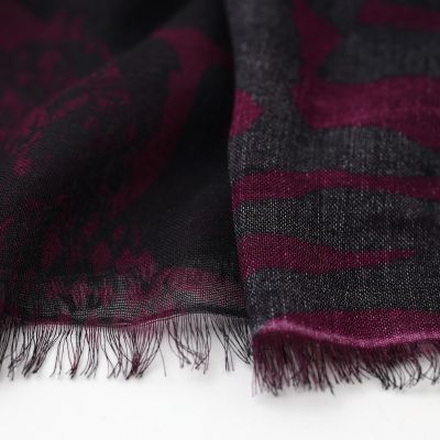 Фин голям шал от бамбук HatYou, 70×190 см | Черен/бордо с лилав подтон
