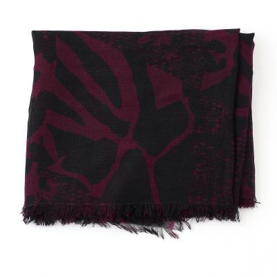 Фин голям шал от бамбук HatYou, 70×190 см | Черен/бордо с лилав подтон