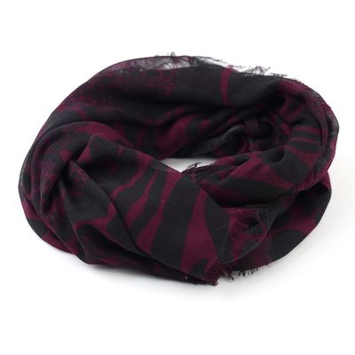 Фин голям шал от бамбук HatYou, 70×190 см | Черен/бордо с лилав подтон