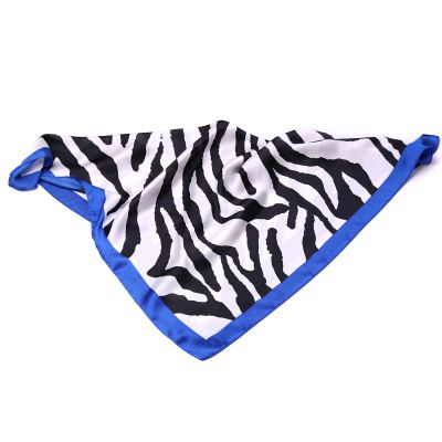 Eșarfă pătrată tip fular HatYou, 69 × 69 cm | Animal print zebră cu margine roșie