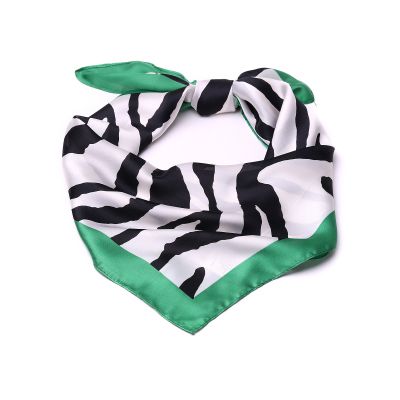 Square scarf (fichu style) HatYou, 69 × 69 cm | Zebra print with red border