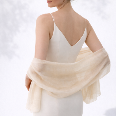 Lightweight modal and silk scarf HatYou, 80×180 cm | Cream beige