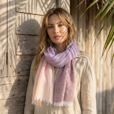 Ленен шал Pulcra Leno N, 54х200 см, Лилав