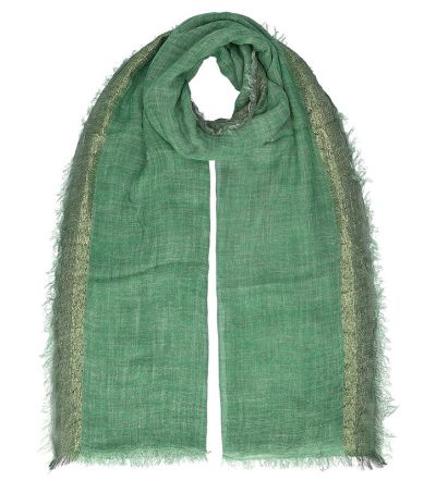 Summer scarf in viscose with gold trim HatYou, 88 × 180 cm | Green