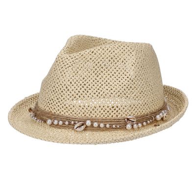 Women’s summer hat with brim and marine decoration HatYou | Natural