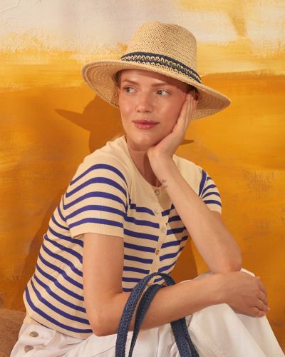 Women’s summer fedora hat with bicolor band HatYou | Natural