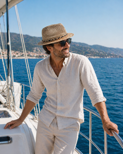 Men’s summer straw trilby hat with mesh weave HatYou | Natural