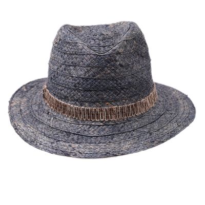 Pălărie bărbătească de vară din paie tip fedora | Albastru