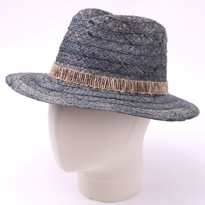 Pălărie bărbătească de vară din paie tip fedora | Albastru