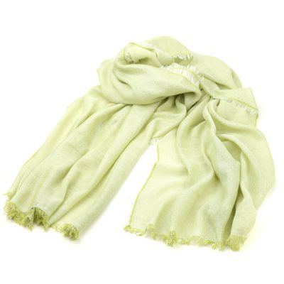 Women's Linen and Cotton Scarf with Gold Stripes HatYou | 90x180 cm | Beige