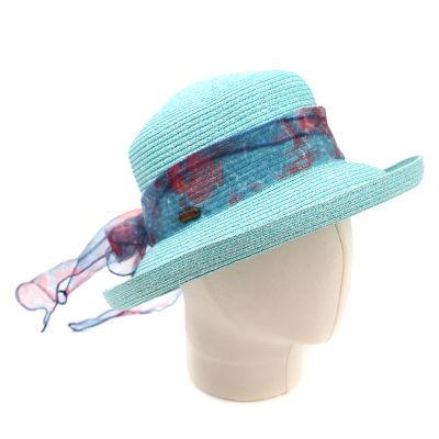 Women's Summer Hat with Turned-Up Brim and Colorful Scarf Fratelli Mazzanti | Yellow