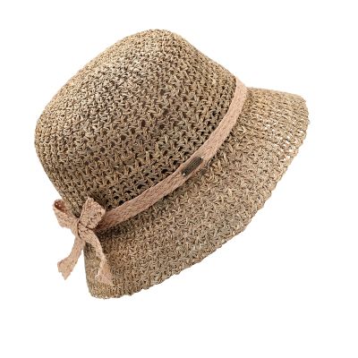 Дамска сламена bucket hat шапка с мрежеста плетка  Fratelli Mazzanti | Натурален