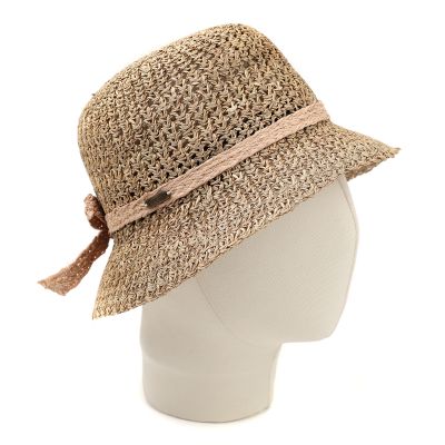 Дамска сламена bucket hat шапка с мрежеста плетка  Fratelli Mazzanti | Натурален