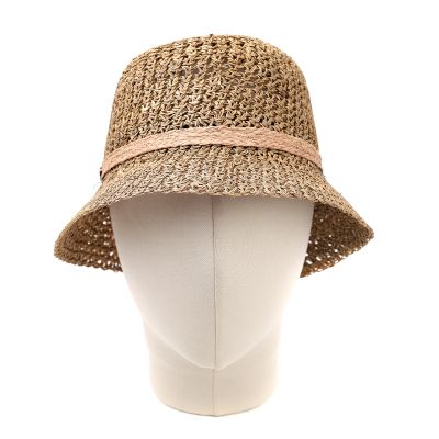 Women's Straw Bucket Hat with Mesh Weave Fratelli Mazzanti | Natural