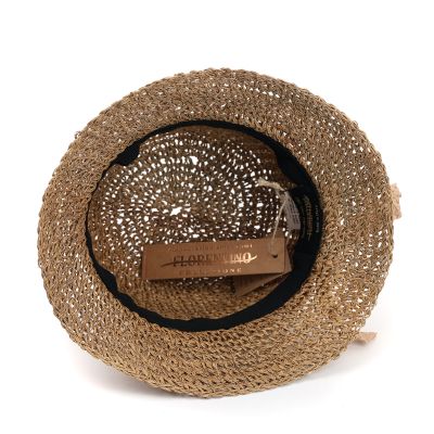 Women's Straw Bucket Hat with Mesh Weave Fratelli Mazzanti | Natural