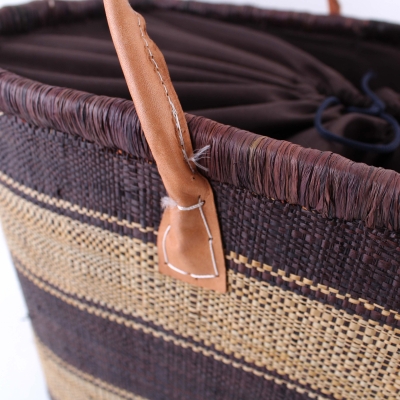 Coș de plajă din rafie Fratelli Mazzanti B4374, 45 cm, Portocaliu/Natural
