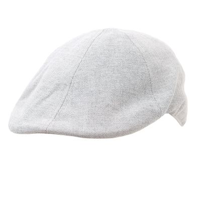 Men's Linen Flat Cap in Herringbone Pattern Fratelli Mazzanti | Light Grey