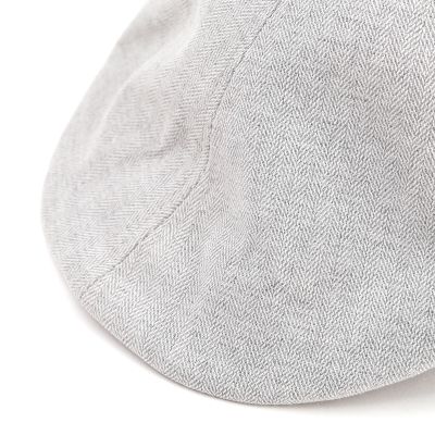 Men's Linen Flat Cap in Herringbone Pattern Fratelli Mazzanti | Light Grey