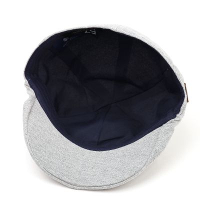 Men's Linen Flat Cap in Herringbone Pattern Fratelli Mazzanti | Light Grey