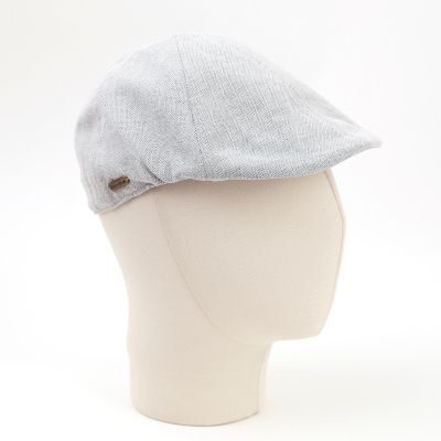 Men's Linen Flat Cap in Herringbone Pattern Fratelli Mazzanti | Light Grey