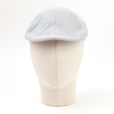 Men's Linen Flat Cap in Herringbone Pattern Fratelli Mazzanti | Light Grey
