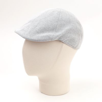 Men's Linen Flat Cap in Herringbone Pattern Fratelli Mazzanti | Light Grey
