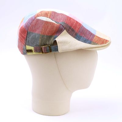 Men's Linen Checked Flat Cap Fratelli Mazzanti | Multicoloured