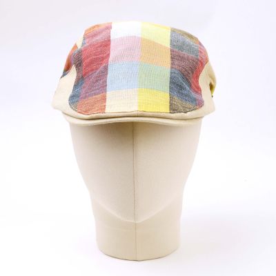 Men's Linen Checked Flat Cap Fratelli Mazzanti | Multicoloured